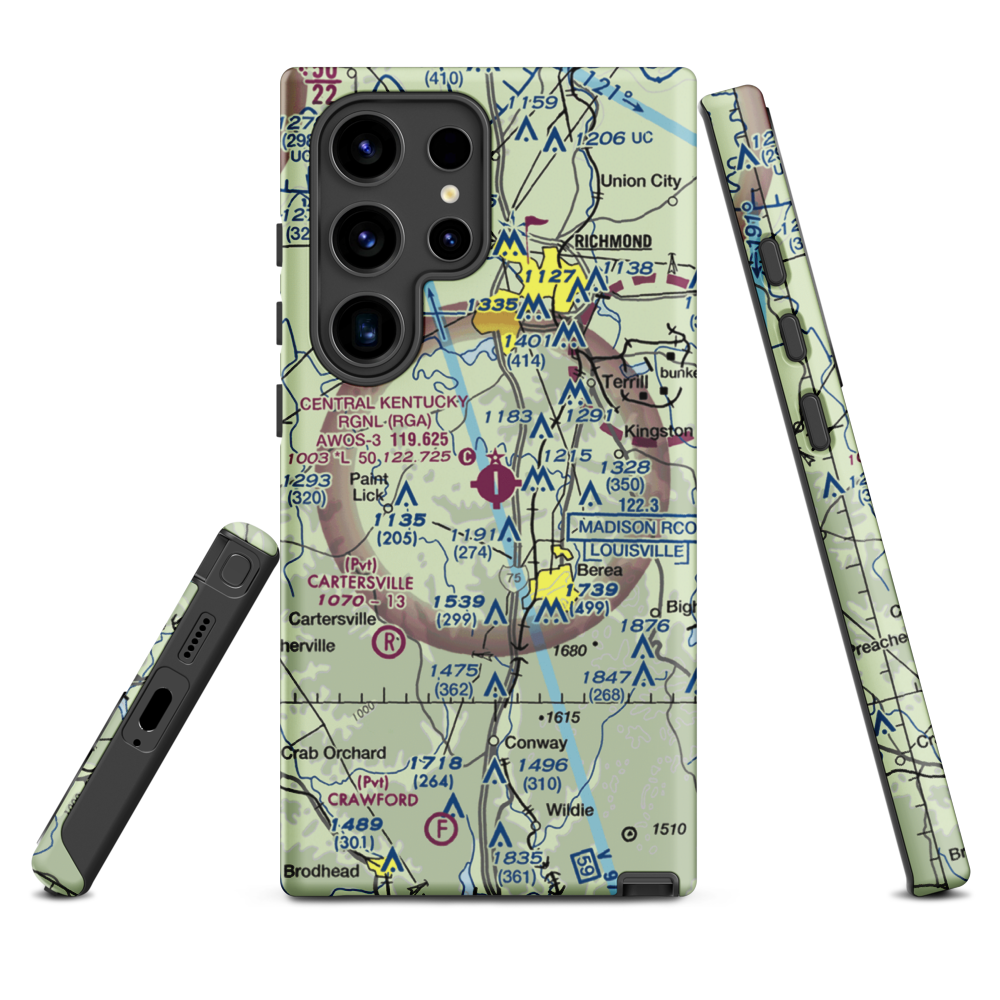 Madison Airport (I39) VFR Sectional Samsung Phone Case Samsung Galaxy S24 Ultra model shown