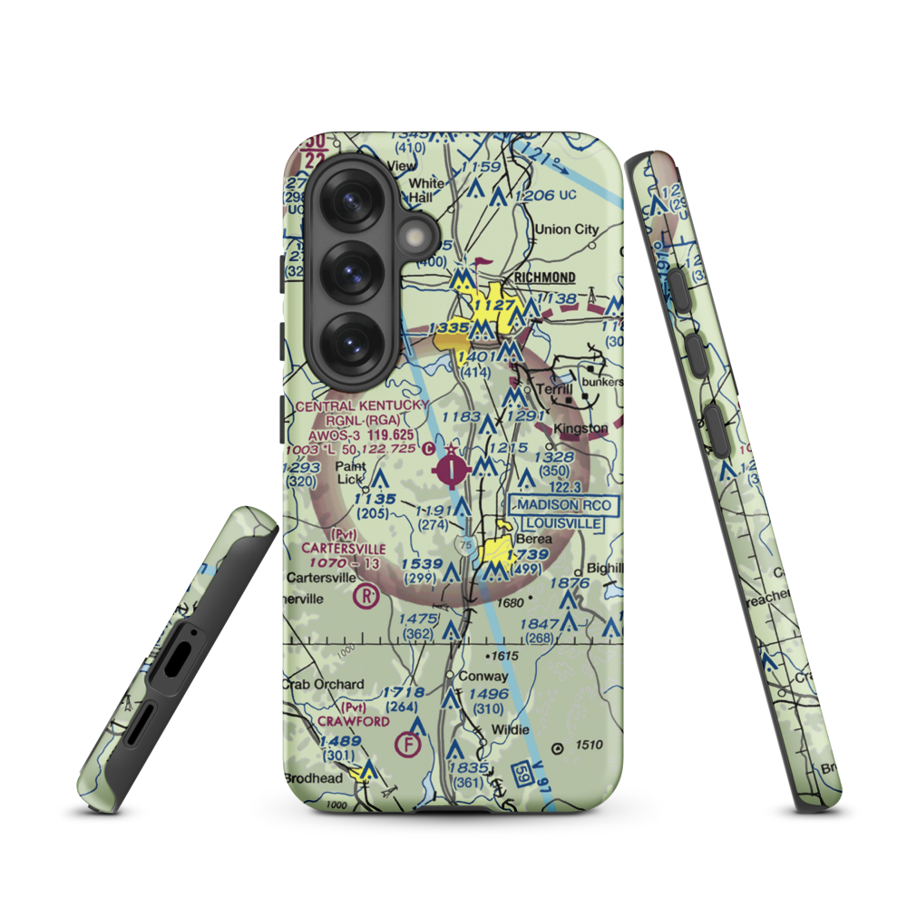 Madison Airport (I39) VFR Sectional Samsung Phone Case Samsung Galaxy S25 model shown