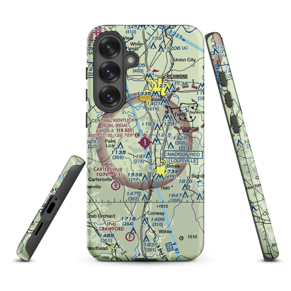 Madison Airport (I39) VFR Sectional Samsung Phone Case Samsung Galaxy S25 Plus model shown