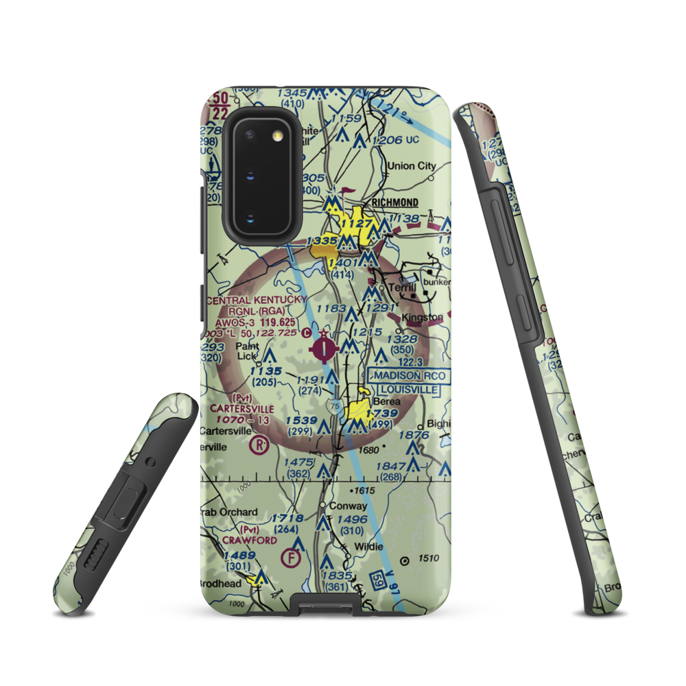 Madison Airport (I39) VFR Sectional Samsung Phone Case Samsung Galaxy S20 model shown