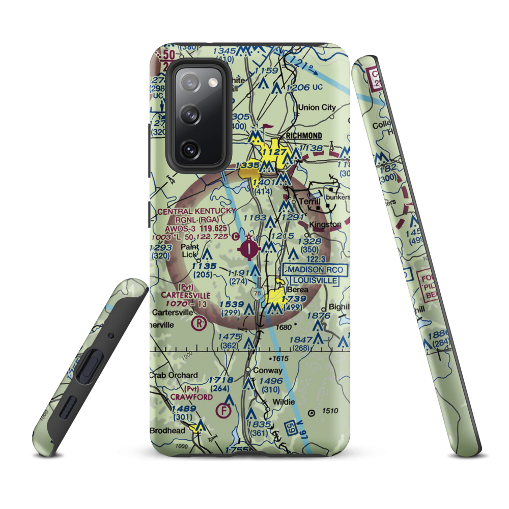 Madison Airport (I39) VFR Sectional Samsung Phone Case Samsung Galaxy S20 FE model shown