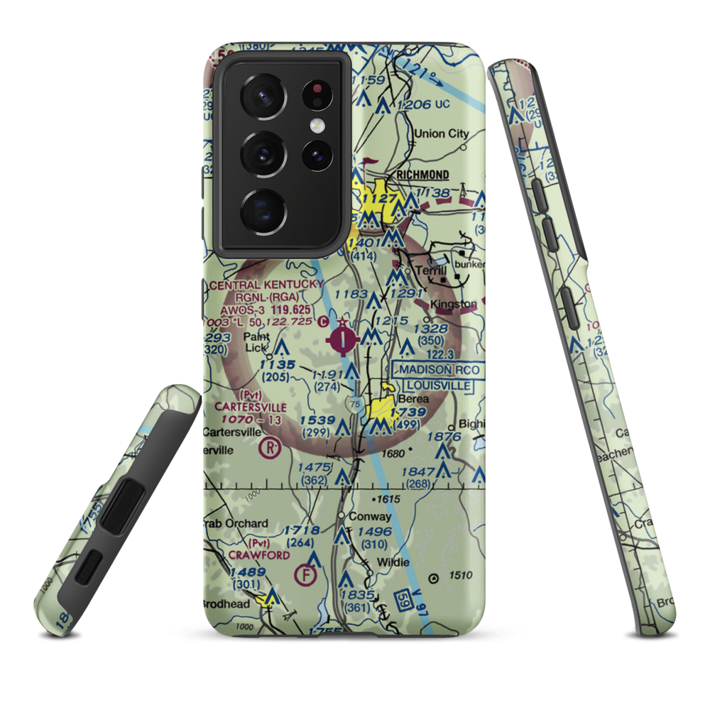 Madison Airport (I39) VFR Sectional Samsung Phone Case Samsung Galaxy S21 Ultra model shown