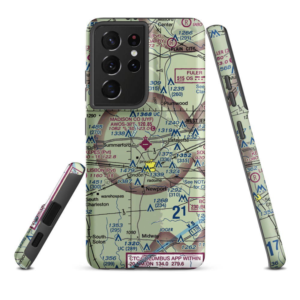 Madison County Airport (UYF) VFR Sectional Samsung Phone Case Samsung Galaxy S21 Ultra model shown