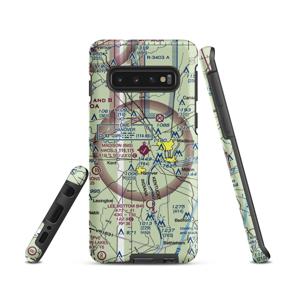 Madison Municipal Airport (IMS) VFR Sectional Samsung Phone Case Samsung Galaxy S10 model shown
