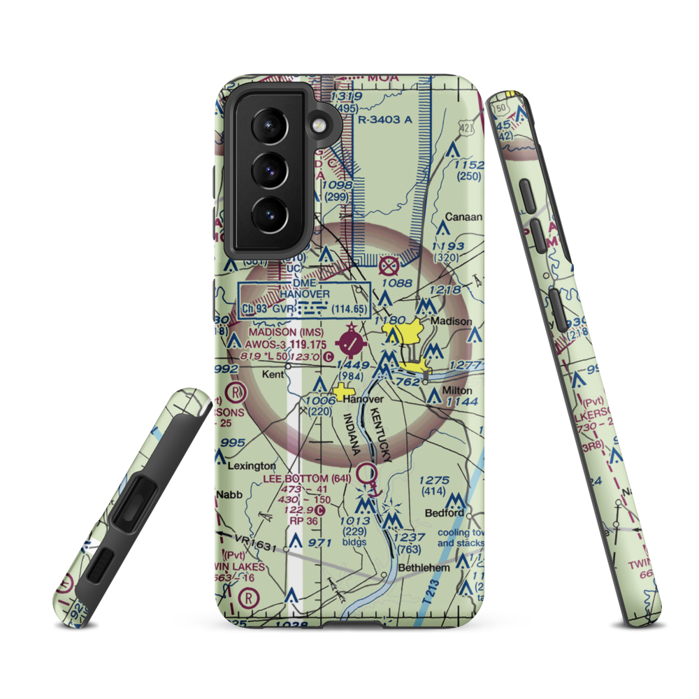 Madison Municipal Airport (IMS) VFR Sectional Samsung Phone Case Samsung Galaxy S21 FE model shown