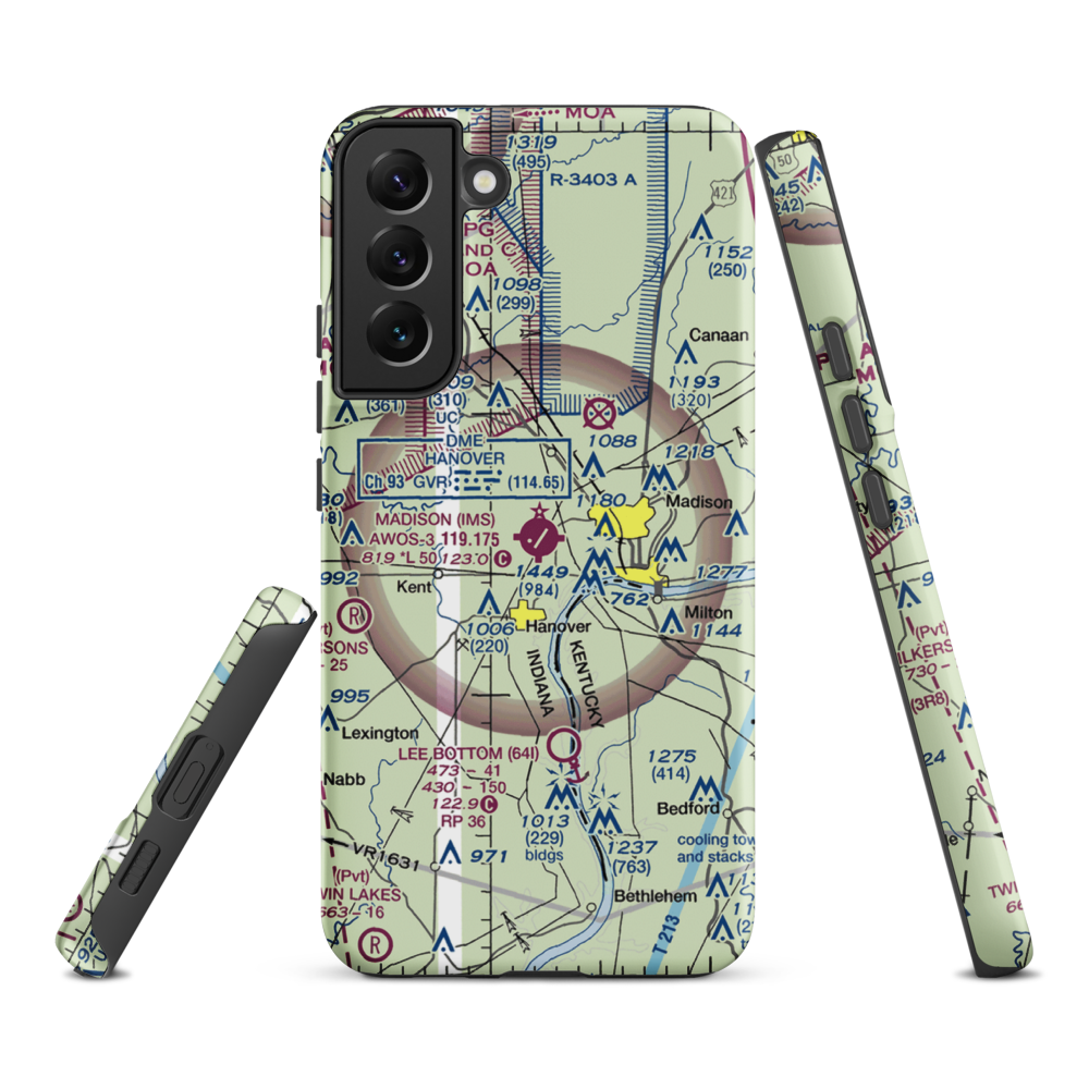 Madison Municipal Airport (IMS) VFR Sectional Samsung Phone Case Samsung Galaxy S22 Plus model shown