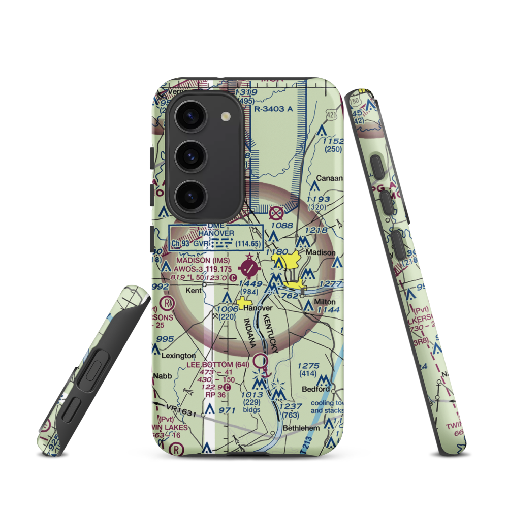 Madison Municipal Airport (IMS) VFR Sectional Samsung Phone Case Samsung Galaxy S23 model shown
