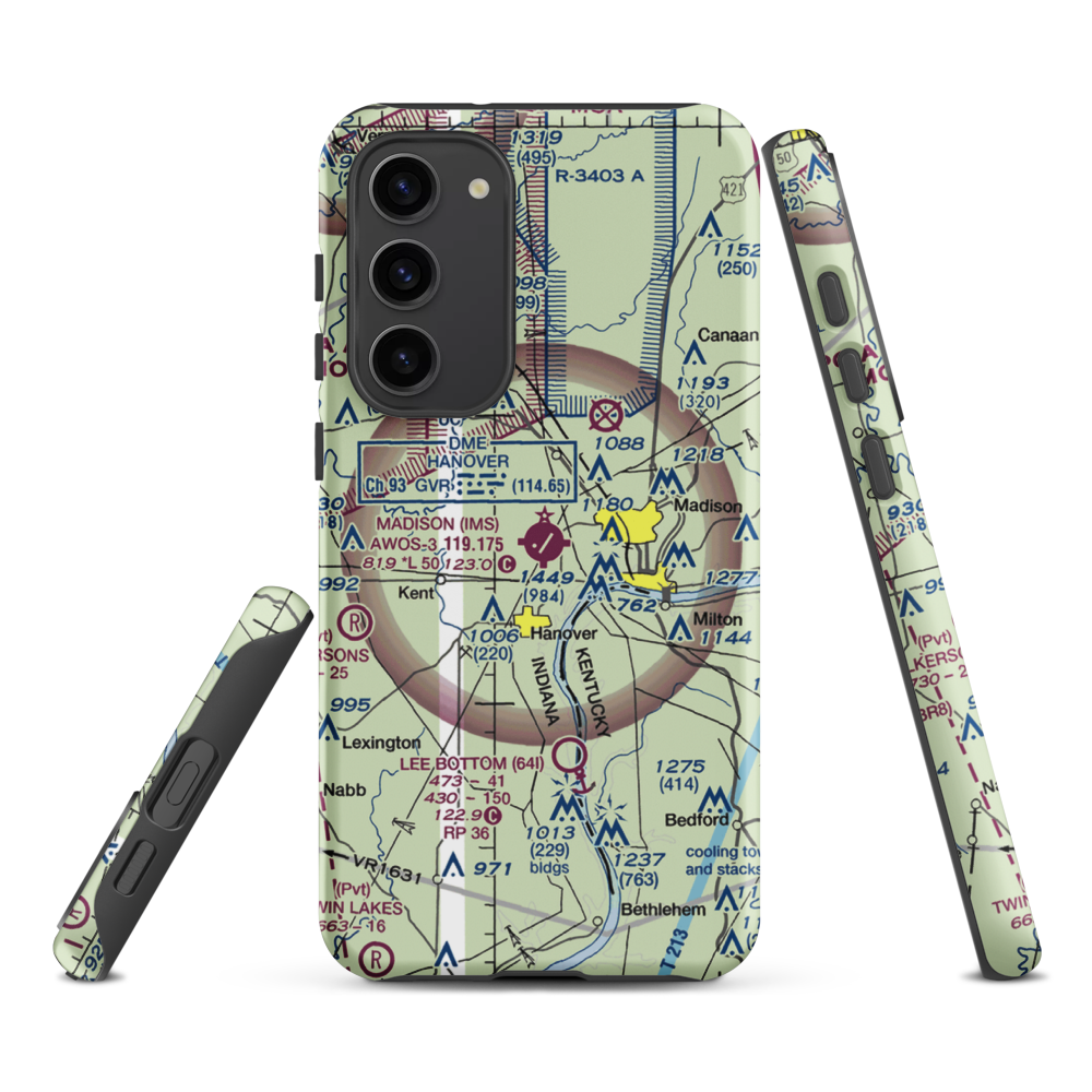Madison Municipal Airport (IMS) VFR Sectional Samsung Phone Case Samsung Galaxy S23 Plus model shown