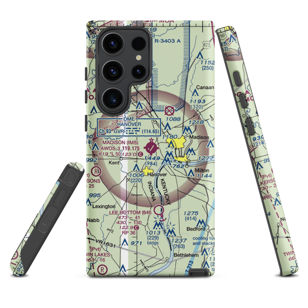 Madison Municipal Airport (IMS) VFR Sectional Samsung Phone Case Samsung Galaxy S23 Ultra model shown