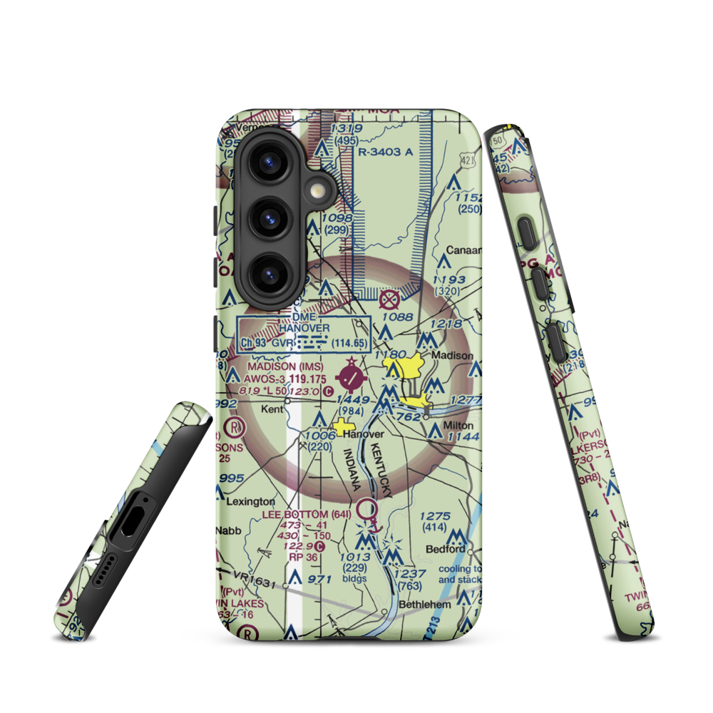 Madison Municipal Airport (IMS) VFR Sectional Samsung Phone Case Samsung Galaxy S24 model shown