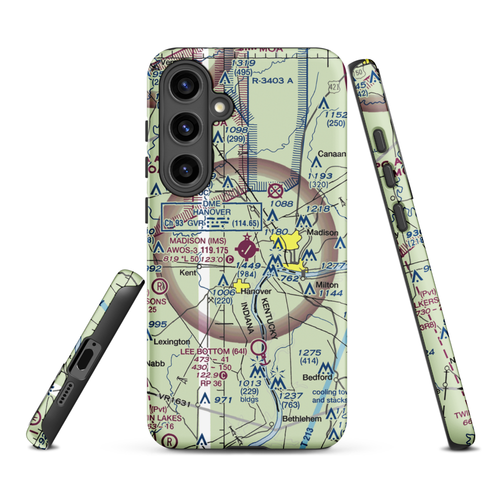 Madison Municipal Airport (IMS) VFR Sectional Samsung Phone Case Samsung Galaxy S24 Plus model shown