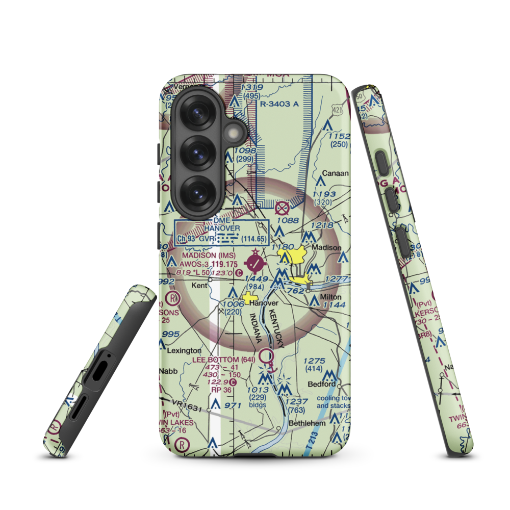 Madison Municipal Airport (IMS) VFR Sectional Samsung Phone Case Samsung Galaxy S25 model shown