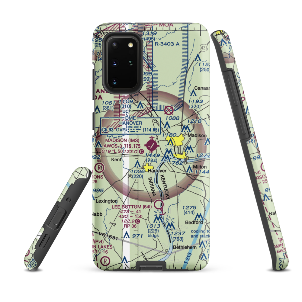 Madison Municipal Airport (IMS) VFR Sectional Samsung Phone Case Samsung Galaxy S20 Plus model shown