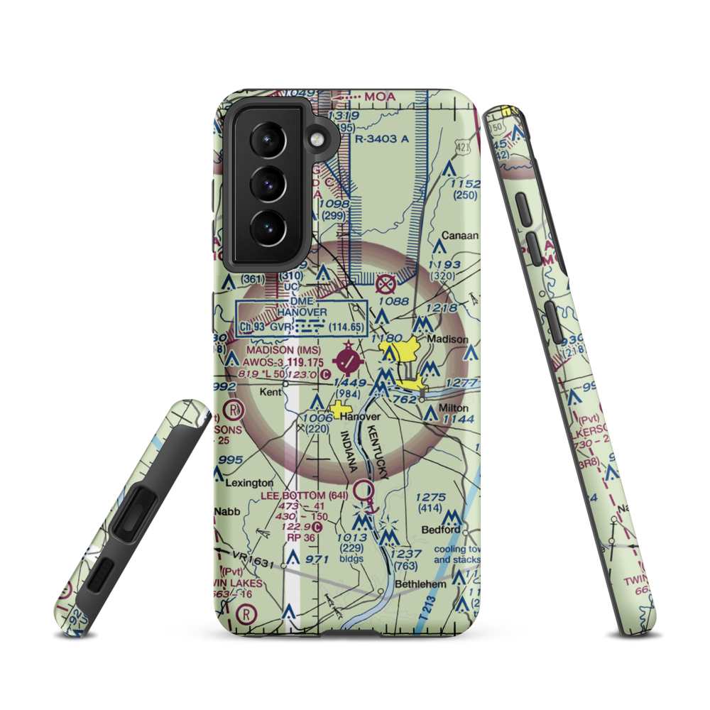 Madison Municipal Airport (IMS) VFR Sectional Samsung Phone Case Samsung Galaxy S21 model shown