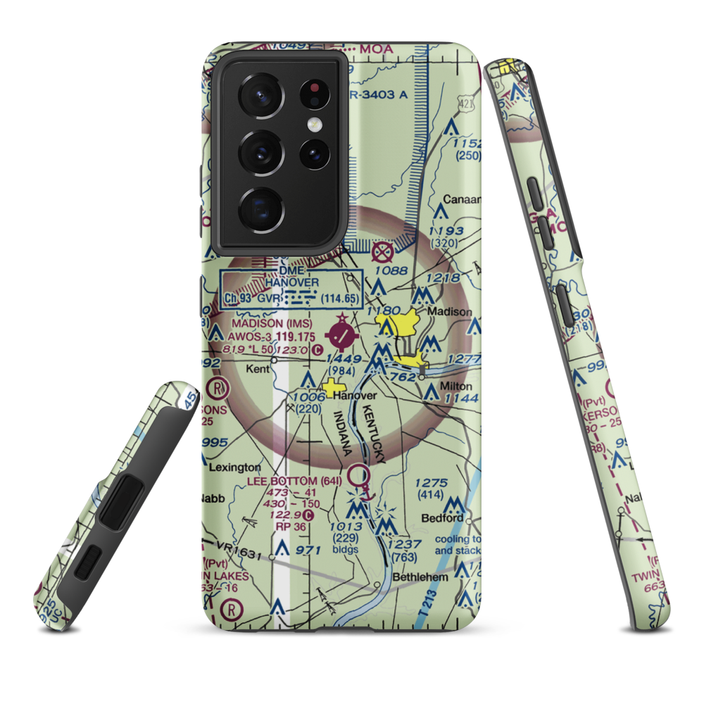 Madison Municipal Airport (IMS) VFR Sectional Samsung Phone Case Samsung Galaxy S21 Ultra model shown