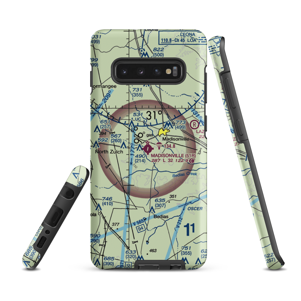 Madisonville Municipal Airport (51R) VFR Sectional Samsung Phone Case Samsung Galaxy S10 Plus model shown