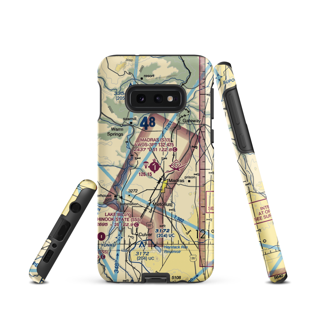 Madras Municipal Airport (S33) VFR Sectional Samsung Phone Case Samsung Galaxy S10 Plus model shown