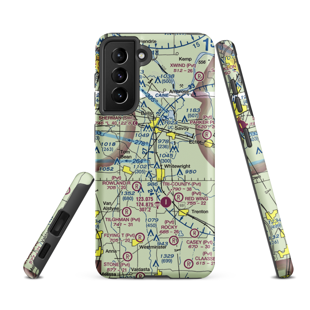 Mag Drop Airport (20TA) VFR Sectional Samsung Phone Case Samsung Galaxy S21 FE model shown