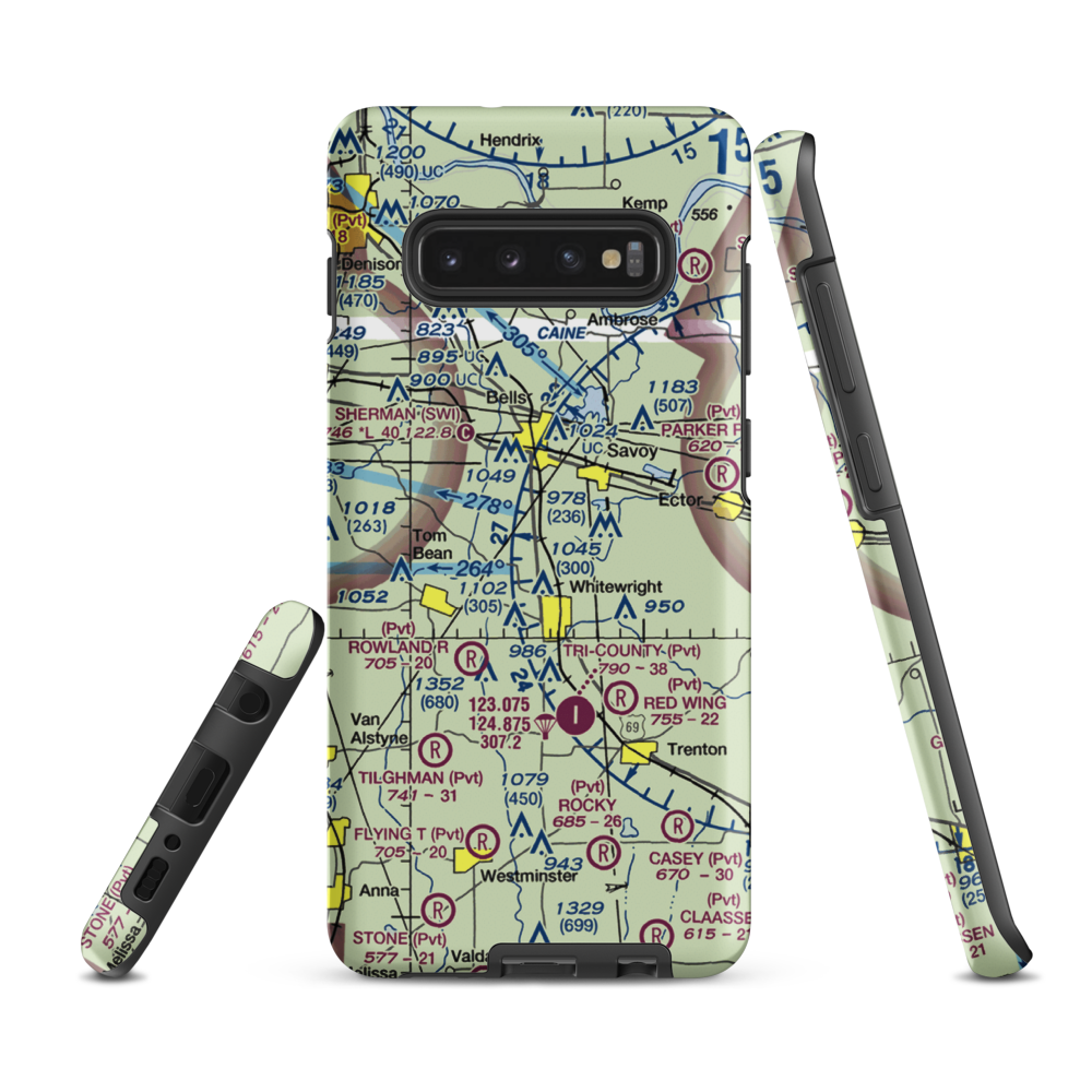 Mag Drop Airport (20TA) VFR Sectional Samsung Phone Case Samsung Galaxy S10 Plus model shown