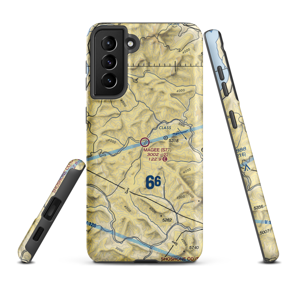 Magee Airport (S77) VFR Sectional Samsung Phone Case Samsung Galaxy S21 FE model shown