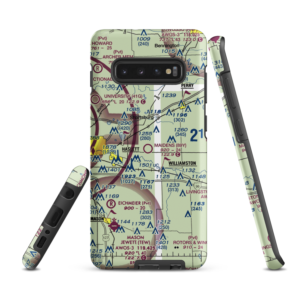 Maidens Airport (89Y) VFR Sectional Samsung Phone Case Samsung Galaxy S10 Plus model shown