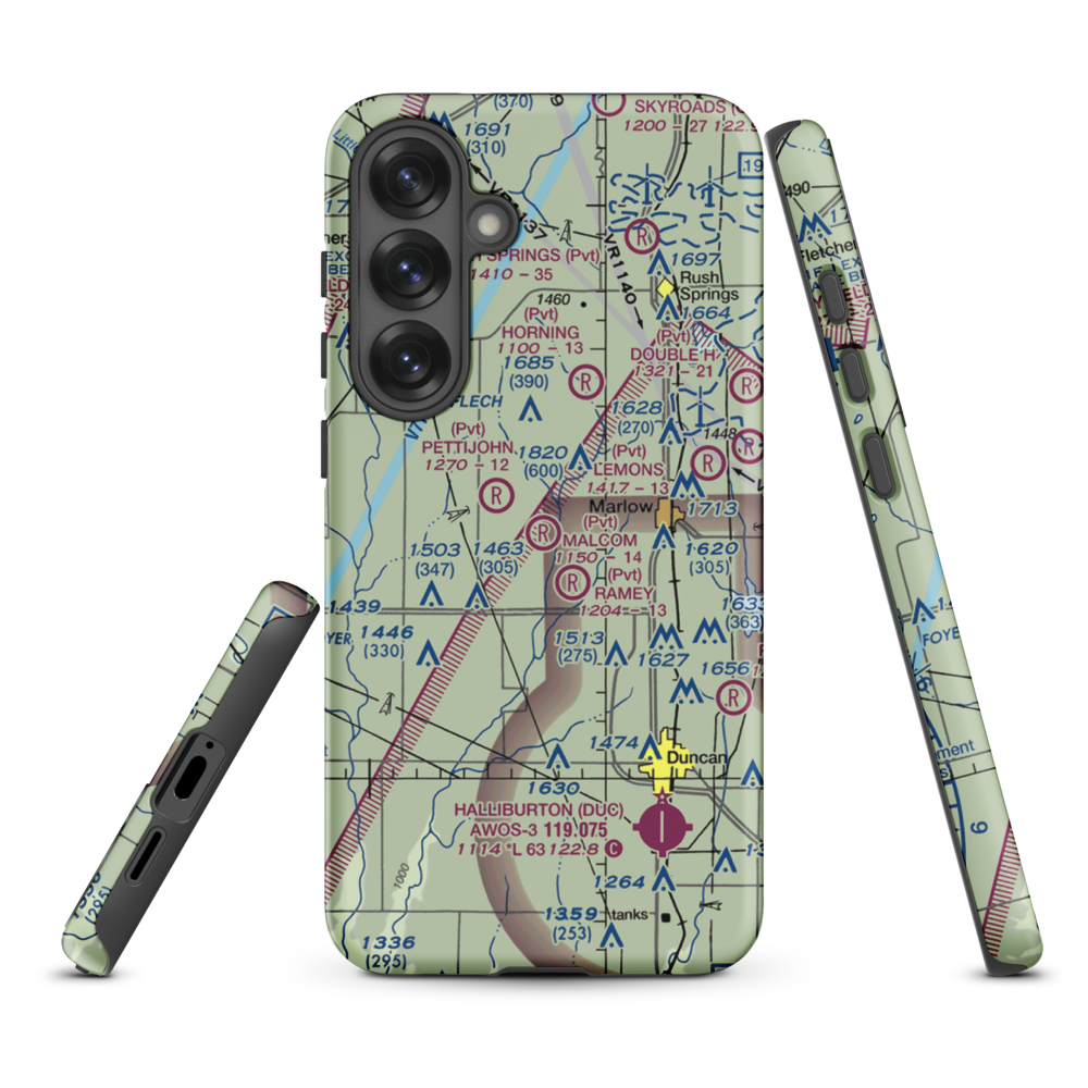 Malcom Farm Airport (OK91) VFR Sectional Samsung Phone Case Samsung Galaxy S25 Plus model shown