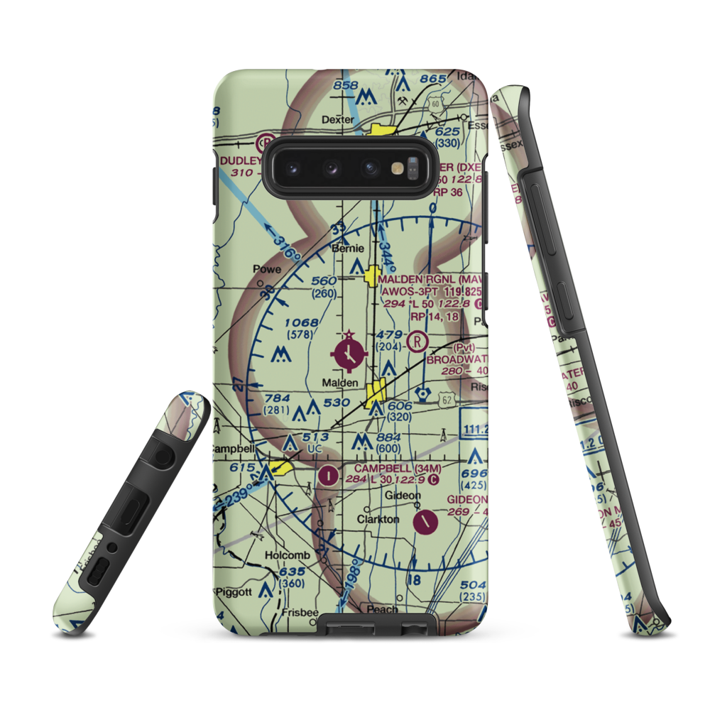 Malden Regional Airport (MAW) VFR Sectional Samsung Phone Case Samsung Galaxy S10 Plus model shown