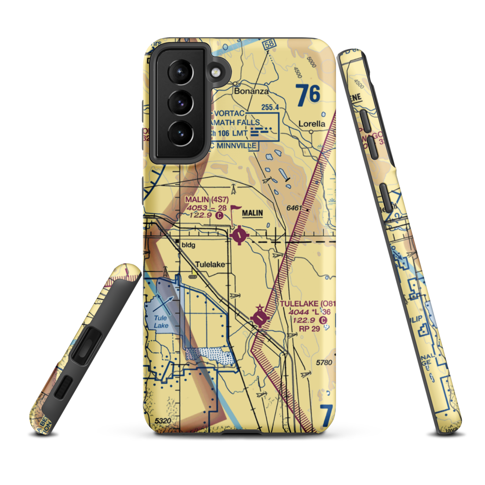 Malin Airport (4S7) VFR Sectional Samsung Phone Case Samsung Galaxy S21 FE model shown