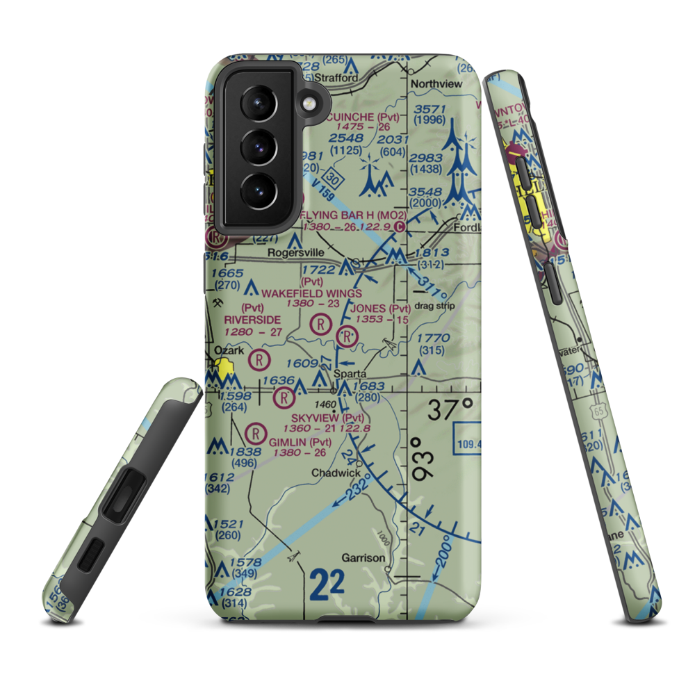 Malina Airport (MO31) VFR Sectional Samsung Phone Case Samsung Galaxy S21 Plus model shown