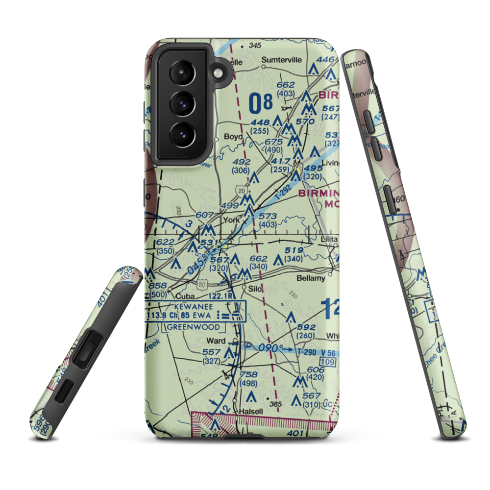 Mallard Airport (23A) VFR Sectional Samsung Phone Case Samsung Galaxy S21 FE model shown