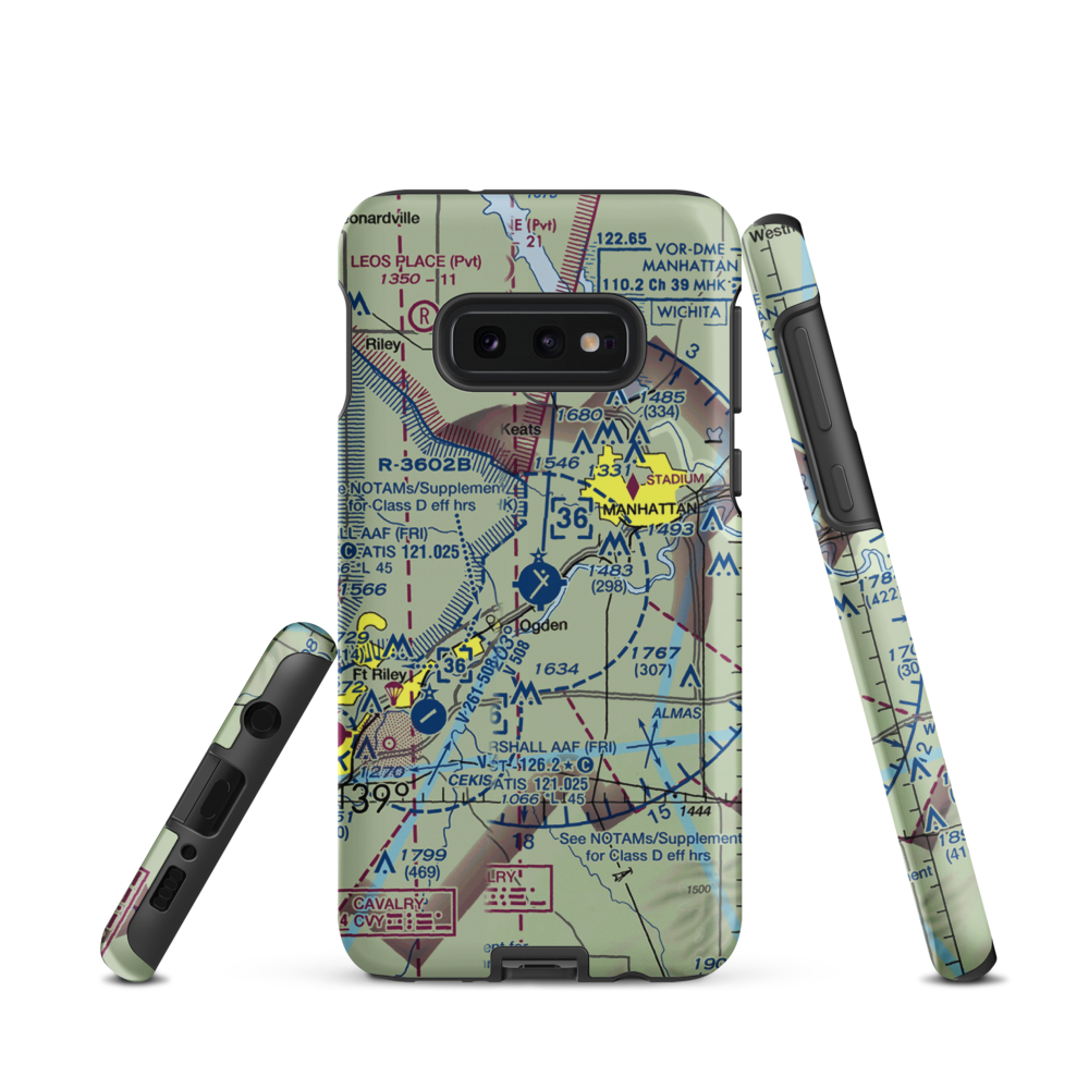 Manhattan Regional Airport (MHK) VFR Sectional Samsung Phone Case Samsung Galaxy S10e model shown