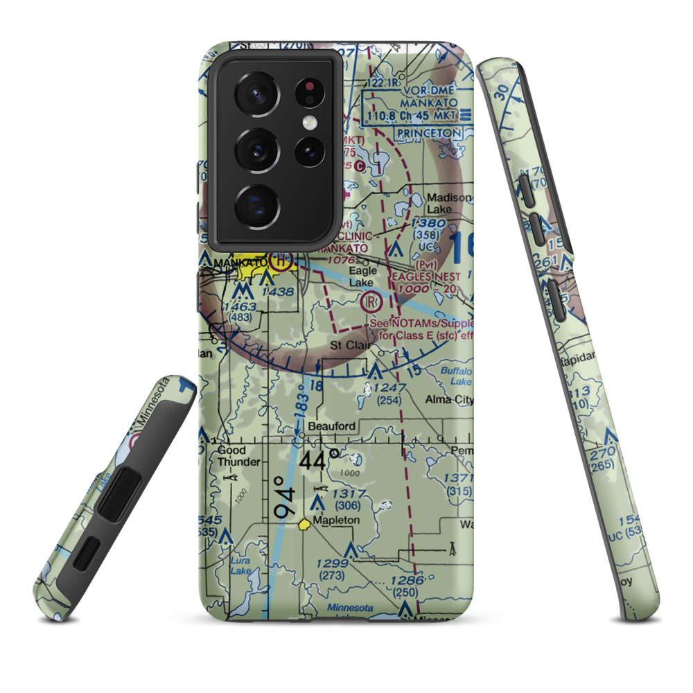 Mankato Farmstrip Airport (6MN7) VFR Sectional Samsung Phone Case Samsung Galaxy S21 Plus model shown