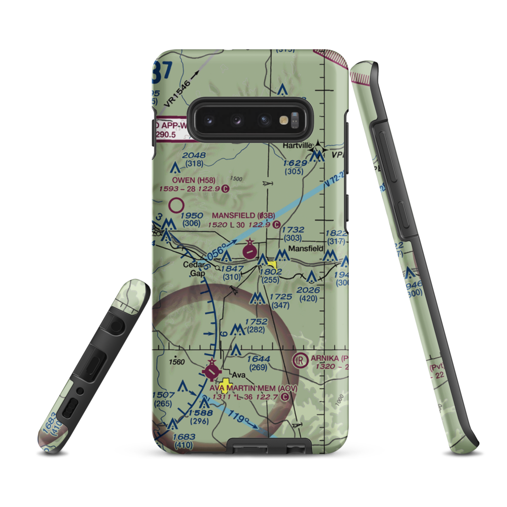 Mansfield Municipal Airport (03B) VFR Sectional Samsung Phone Case Samsung Galaxy S10 Plus model shown