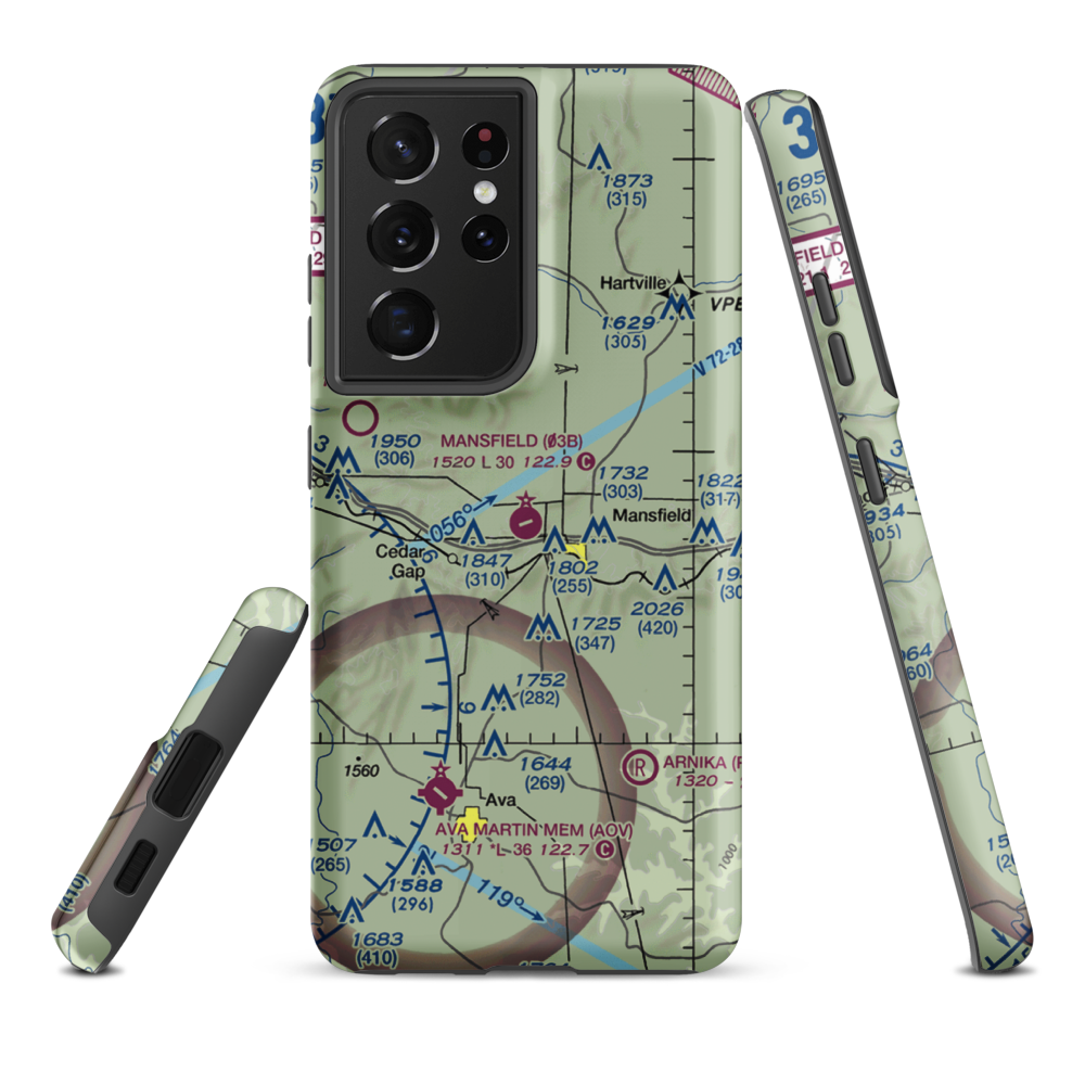 Mansfield Municipal Airport (03B) VFR Sectional Samsung Phone Case Samsung Galaxy S21 Plus model shown
