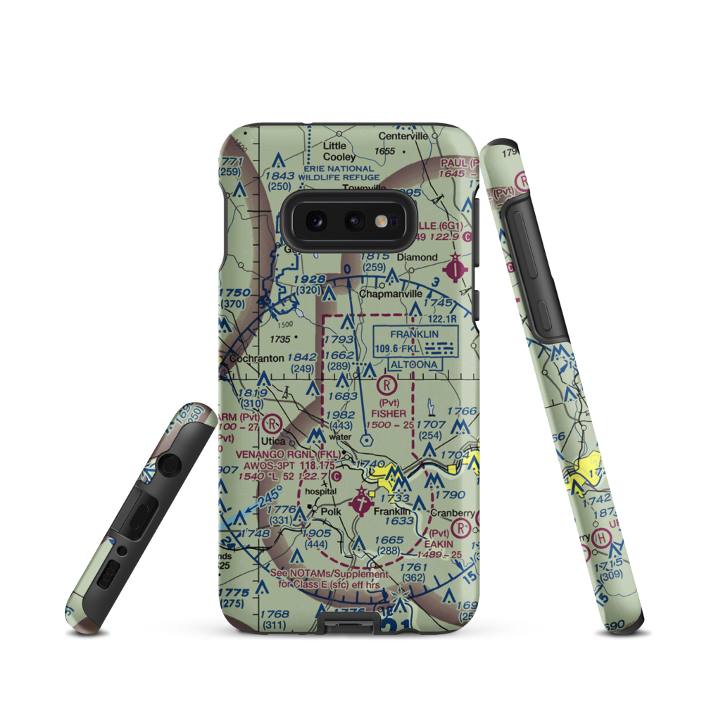 Maple Cave Park Airport (93PA) VFR Sectional Samsung Phone Case Samsung Galaxy S10e model shown