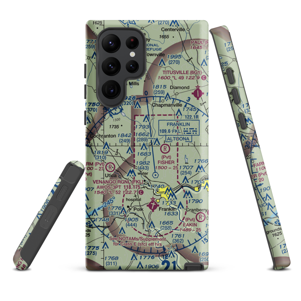 Maple Cave Park Airport (93PA) VFR Sectional Samsung Phone Case Samsung Galaxy S22 Ultra model shown
