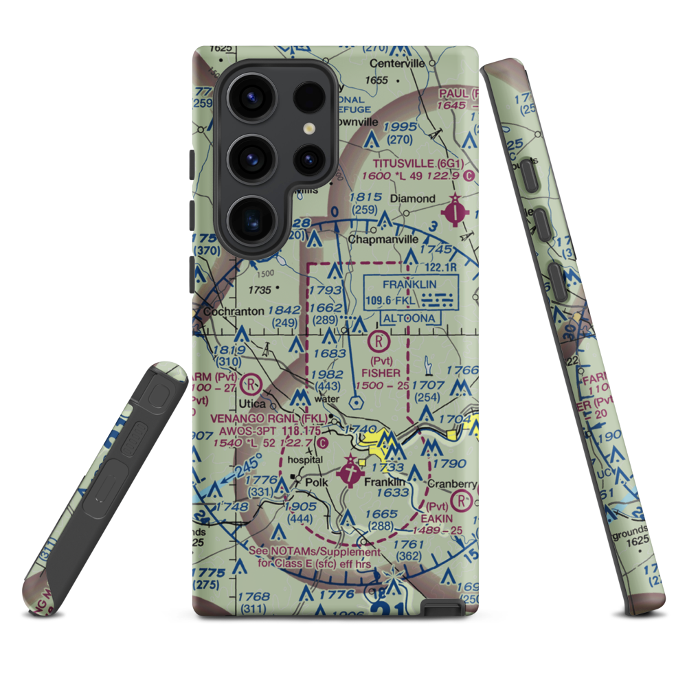 Maple Cave Park Airport (93PA) VFR Sectional Samsung Phone Case Samsung Galaxy S23 Ultra model shown