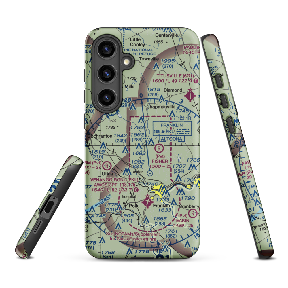 Maple Cave Park Airport (93PA) VFR Sectional Samsung Phone Case Samsung Galaxy S24 Plus model shown