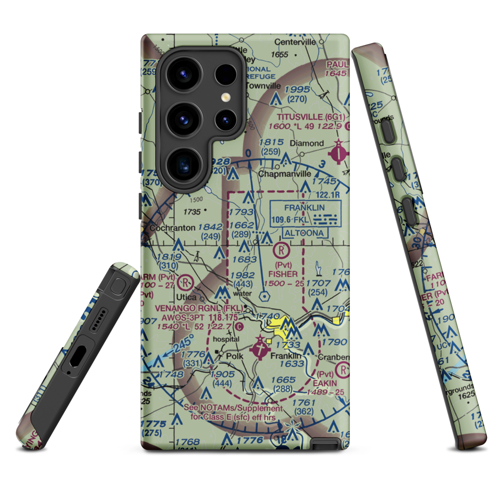 Maple Cave Park Airport (93PA) VFR Sectional Samsung Phone Case Samsung Galaxy S24 Ultra model shown