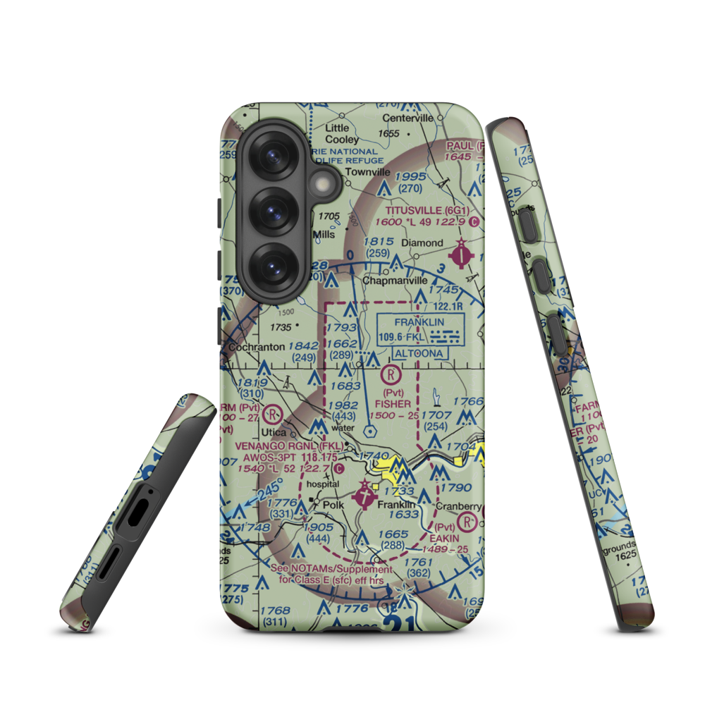 Maple Cave Park Airport (93PA) VFR Sectional Samsung Phone Case Samsung Galaxy S25 model shown