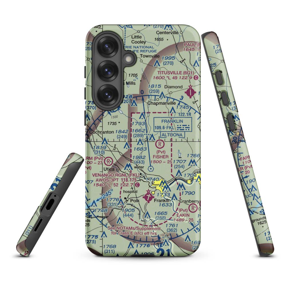 Maple Cave Park Airport (93PA) VFR Sectional Samsung Phone Case Samsung Galaxy S25 Plus model shown