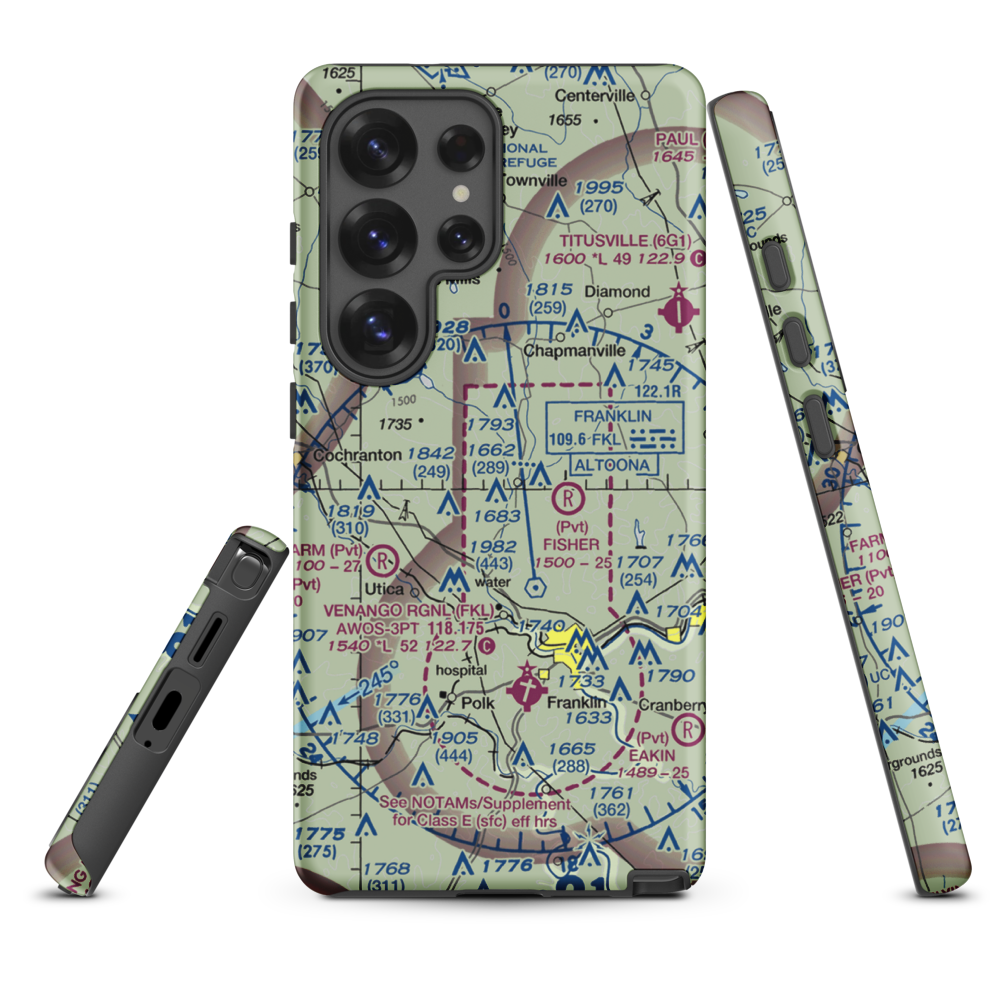 Maple Cave Park Airport (93PA) VFR Sectional Samsung Phone Case Samsung Galaxy S25 Ultra model shown