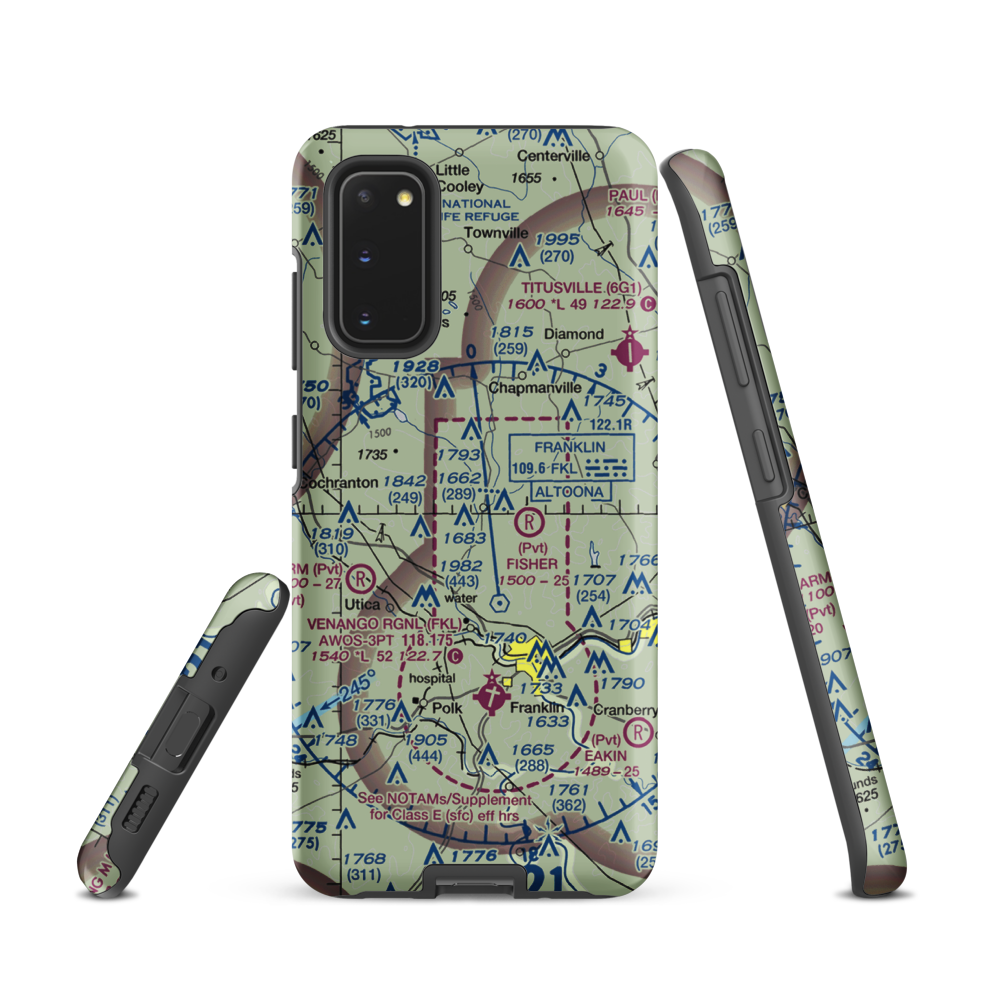 Maple Cave Park Airport (93PA) VFR Sectional Samsung Phone Case Samsung Galaxy S20 model shown