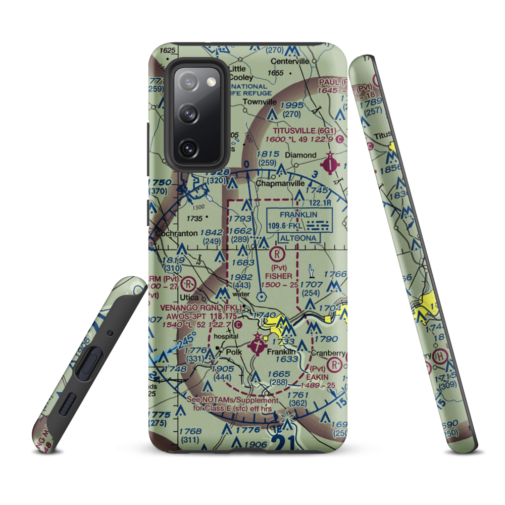 Maple Cave Park Airport (93PA) VFR Sectional Samsung Phone Case Samsung Galaxy S20 FE model shown