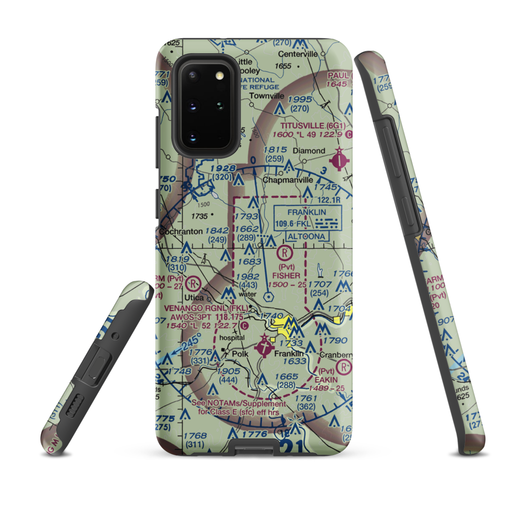 Maple Cave Park Airport (93PA) VFR Sectional Samsung Phone Case Samsung Galaxy S20 Plus model shown