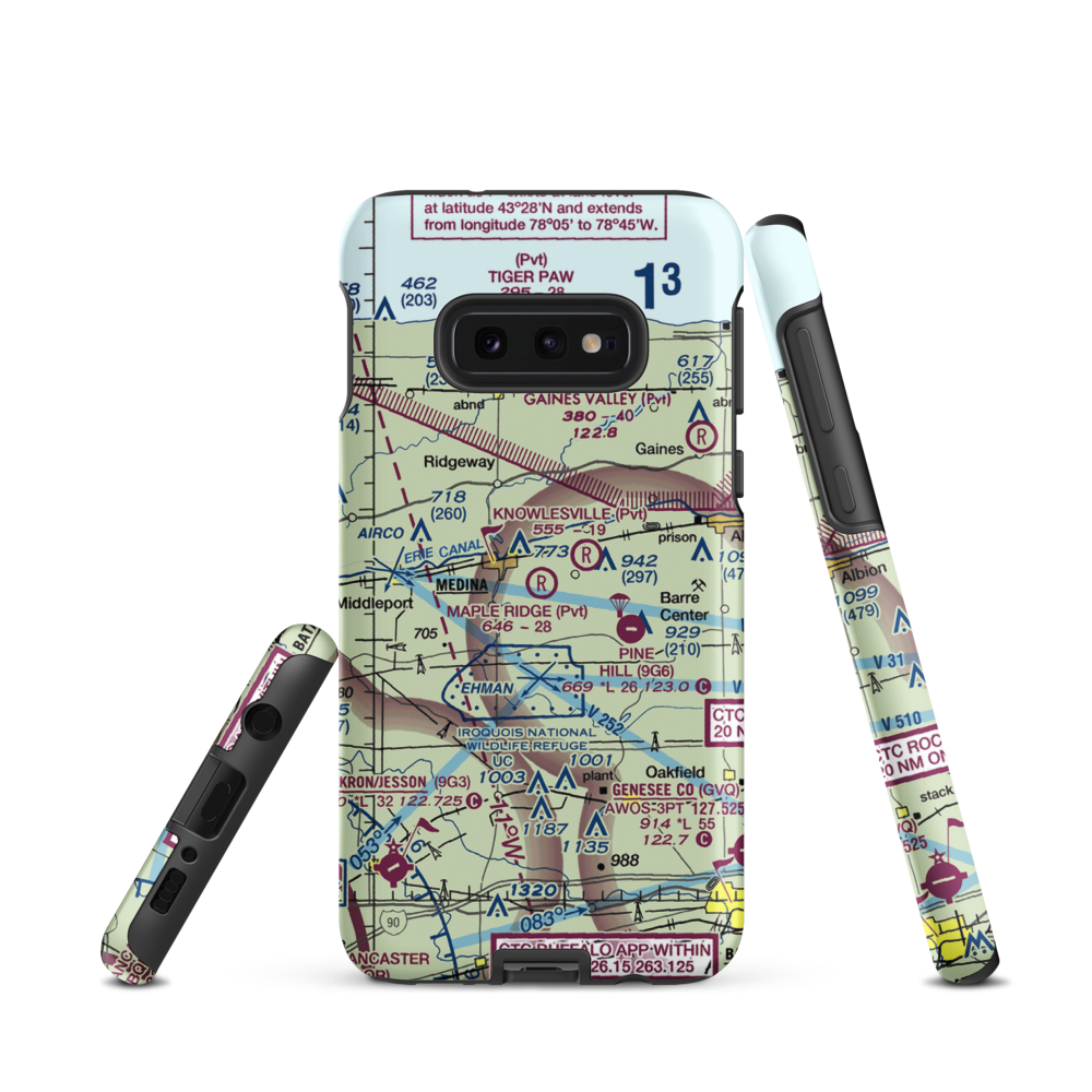 Maple Ridge Airport (66NY) VFR Sectional Samsung Phone Case Samsung Galaxy S10e model shown