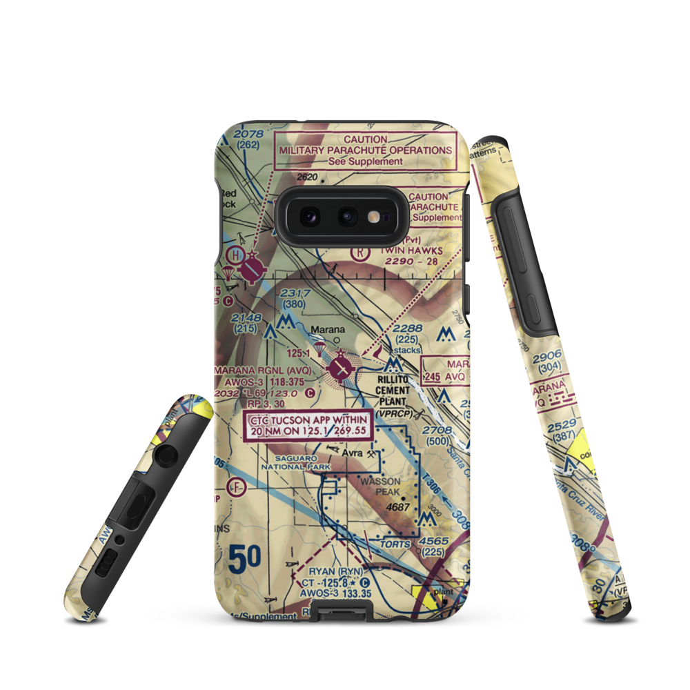 Marana Regional Airport (AVQ) VFR Sectional Samsung Phone Case Samsung Galaxy S10e model shown
