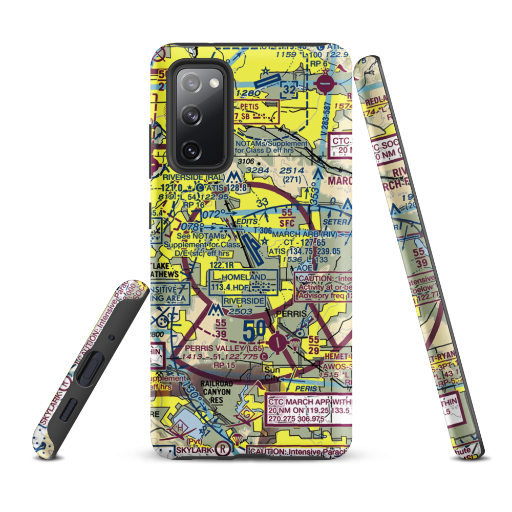 March ARB Airport (RIV) VFR Sectional Samsung Phone Case Samsung Galaxy S20 FE model shown