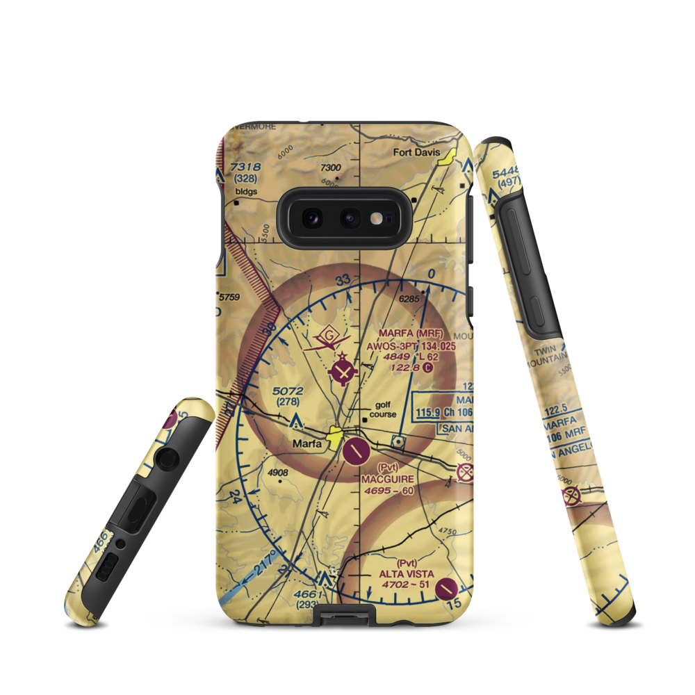 Marfa Municipal Airport (MRF) VFR Sectional Samsung Phone Case Samsung Galaxy S10e model shown