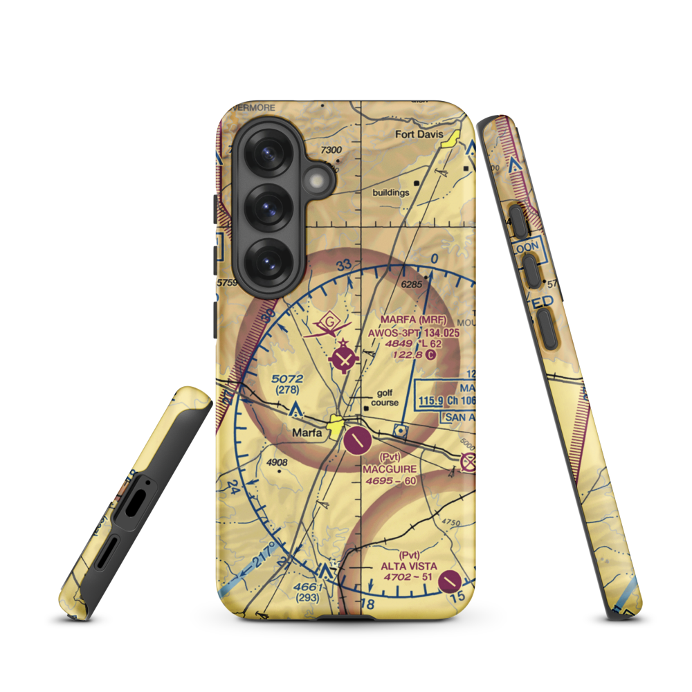 Marfa Municipal Airport (MRF) VFR Sectional Samsung Phone Case Samsung Galaxy S25 model shown